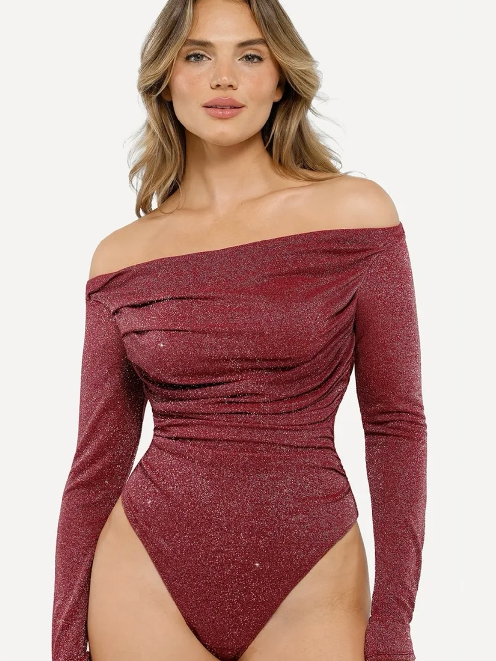 Shapewear Metallic Knit Long Sleeve Slimming Bodysuit size XXL